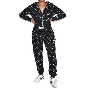 Adam Selman Sport Polka Dot Shrunken Zip-Up Sweatshirt and pants set